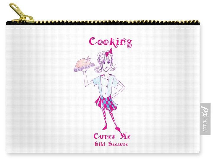 Cooking Cures Me Bibi Carry-All Pouch in various sizes and styles, showcasing its durable fabric and secure zipper.